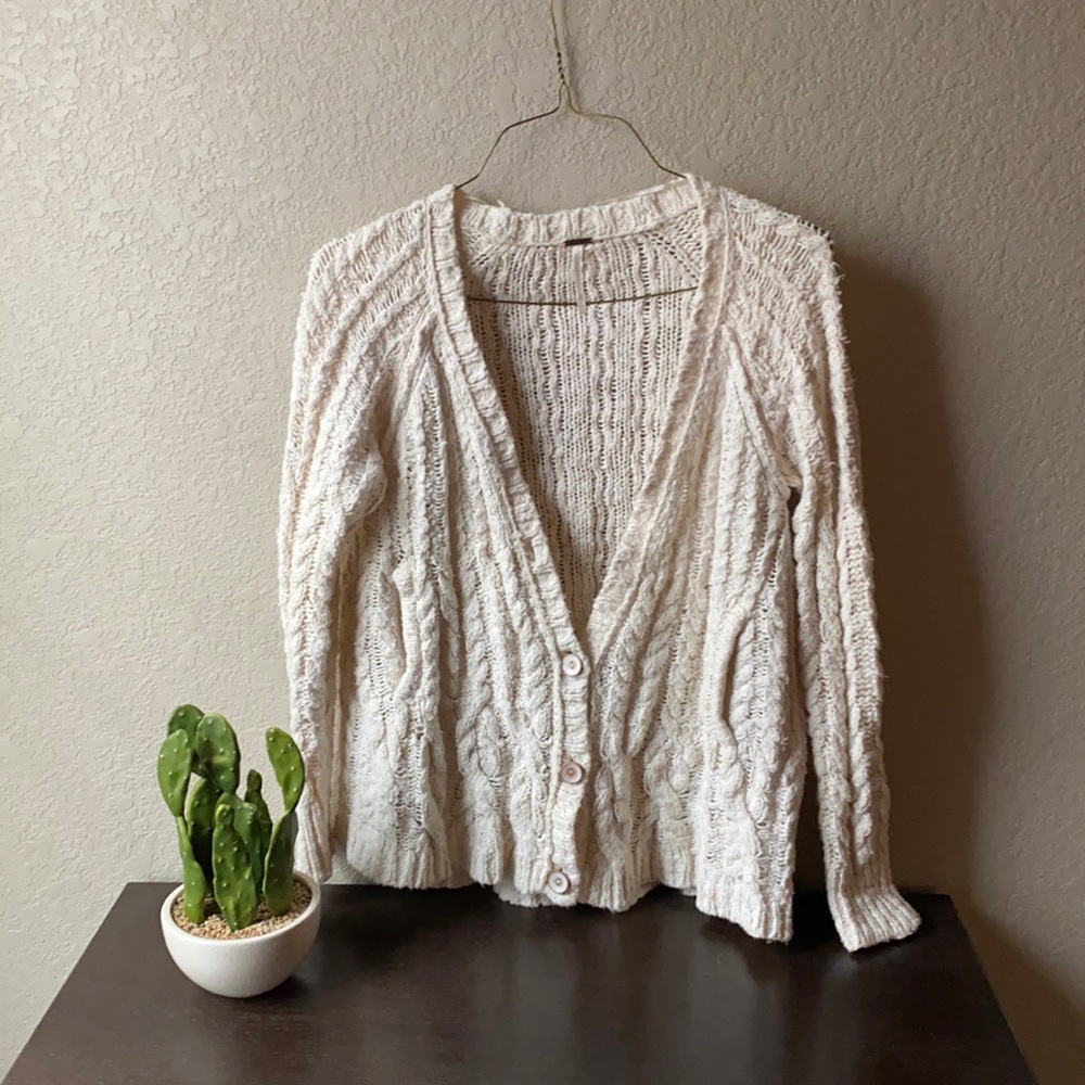 Xs cream Free People cardigan sweater